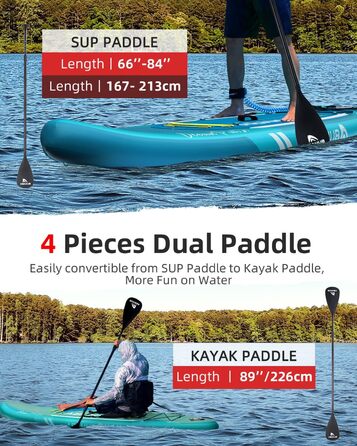 Надувний SUP Борд Abahub 320x78x15см: Комплект для Станд Ап Паддлінг, Каякінг, Риболовля. З регульованим веслом та сидінням.