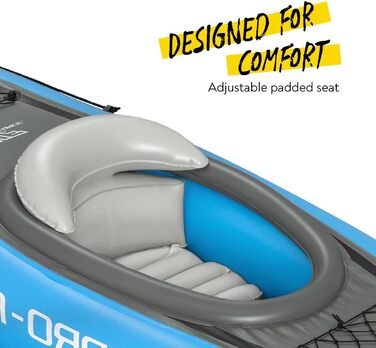 Надувний каяк Hydro-Force Cove Champion для 1 особи, комплект із веслом, насосом і сумкою, синій, 2023