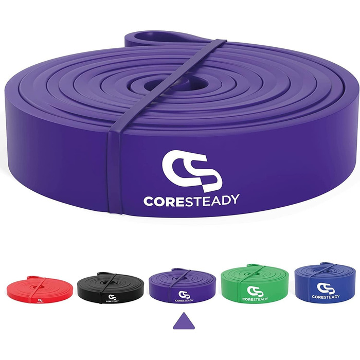 Еспандер Coresteady фітнес-гумка для спорту, міцна гумова стрічка для підтягувань, чоловіків і жінок, силові тренування та нарощування м’язів, фітнес, тренування, допомога при підтягуваннях, фіолетова, середній рівень, 15-40 кг