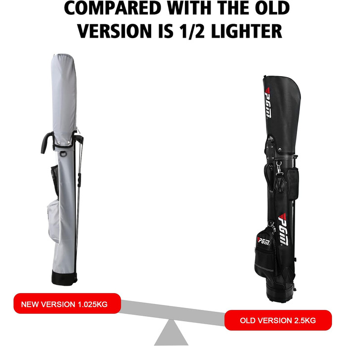 Сумка для гольфу PGM - Легка, зі стійкою та ременем - Міцна та зручна для тренувань та гри - Сумка для гольфу PGM Gun Bag 2.0 (GRAU)