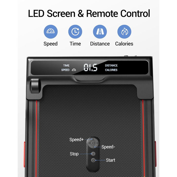 UMAY Walking Pad - біговий килимок для дому з регулюванням нахилу 15% та безшумним мотором, підтримує вагу до 136 кг