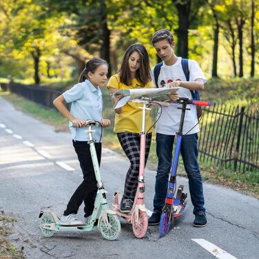 Самокат трюковий Kickscooter LED рожевий, для дітей 8-12 років та дорослих, колеса 200мм, дискові гальма, складаний, з ременем та подвійною амортизацією