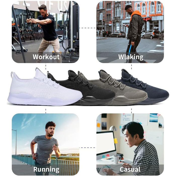 Чоловічі кросівки для бігу та занять спортом. Легкі, дихаючі, для фітнесу, тенісу, тренувань. Розмір 44.5 EU, білий колір