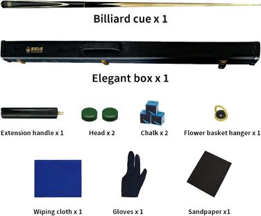 Більярдний кий ручної роботи, англійський снукер, 145 см, наконечник 10 мм, чорний колір
