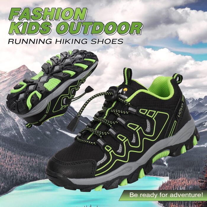 Дитячі кросівки UOVO для бігу, туризму та трекінгу, водонепроникні, розмір 27-40, чорно-зелені