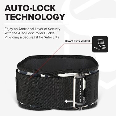 Пояс для важкої атлетики Iron Bull Strength – 15,2 см, автоблокування, підтримка спини, фітнес, крос-тренінг, пауерліфтинг (середній, камуфляжний білий)