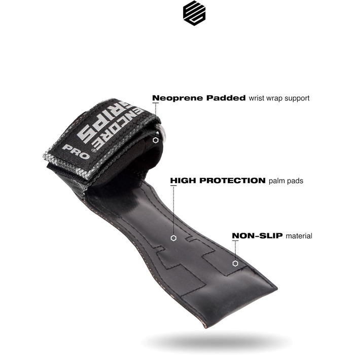 Лямки для силових тренувань та бодібілдингу Grip Pads з технологією обмотки та підтримкою долоні, сірий камуфляж (розмір S)
