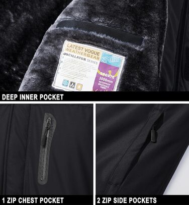 Чоловіча куртка MAGCOMSEN для сноубордингу та катання на лижах, тепла флісова куртка, водонепроникна, вітрозахисна, для активного відпочинку, знімний капюшон, чорний, XL