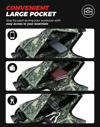 Вага для тренувань BAGAIL: регульована вага, знімні мішки з піском, підходить для чоловіків та жінок, ідеальна для фітнесу та аеробіки (зелений камуфляж, 9.1-14.5 кг)