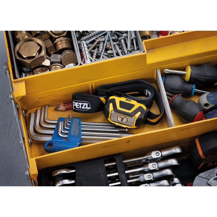PETZL ARIA 1: Компактна водонепроникна налобний ліхтар 350 люмен, жовто-чорний