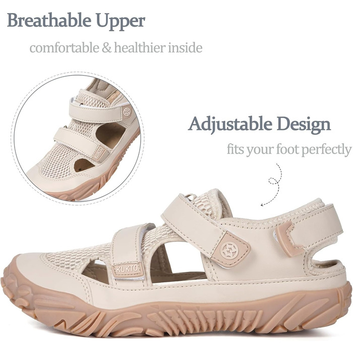 Чоловічі/Жіночі сандалі для плавання та активного відпочинку Hsyooes (46 EU, Бежеві) - Швидковисихаючі аквашузи для пляжу, туризму