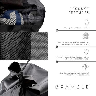 Bramble Велика футбольна сумка-сітка для 12-15 м’ячів, 110 см, преміум 420D Оксфорд, для транспортування та зберігання