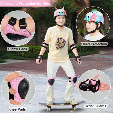 Дитячий шолом Unicorn Castle для велосипеда, 8-14 років, комплект наколінників та налокітників, блакитний/рожевий