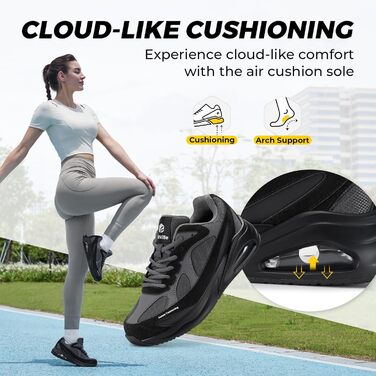 Жіночі кросівки FitVille для бігу та ходьби, широка колодка, повітряна амортизація, чорні