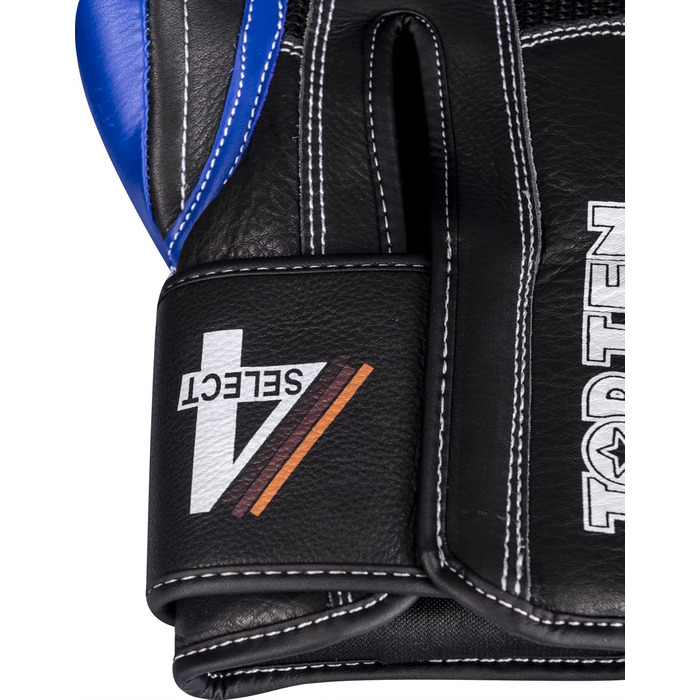 Боксерські рукавички TOP TEN '4Select' з натуральної шкіри (синьо-чорні, 16 oz, стандартні)