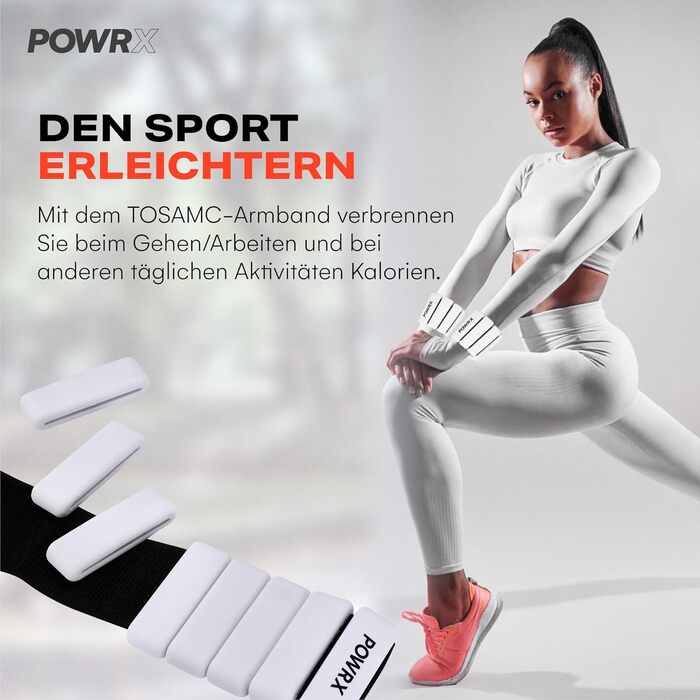 Ваги для зап'ястя PowrX для чоловіків: високоякісний силікон, нержавіюча сталь, зручні, легкі у чищенні, антибактеріальні, для фітнесу, тренувань, подорожей - Білий