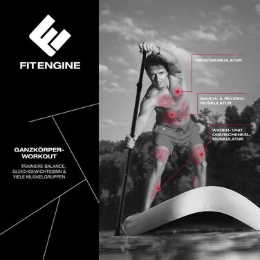 Надувна SUP-дошка FitEngine Allrounder 12', 365 см, комплект: весло, насос, drybag, чохол для телефону, drop-stitch технологія, універсальна для дітей і дорослих