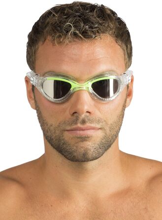 Окуляри для плавання Cressi Flash - чоловічі, з окремими лінзами, проти запотівання, подряпин та УФ-випромінювання, універсальний розмір, чорний/сірий, димчасті лінзи (прозорі/сині, дзеркальні лінзи)