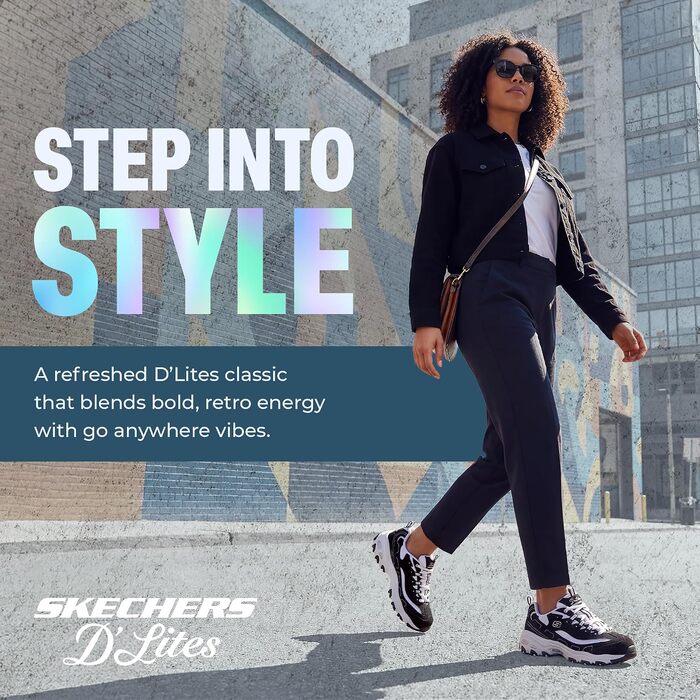 Жіночі кросівки Skechers D'lites Biggest Fan — чорні, натуральна замша та сітка, розмір 37 EU