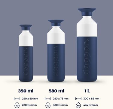 Індивідуальна термобутилка Dopper Insulated 580 мл, нержавіюча сталь, двостінна, термочашка для кави і чаю, герметична, тримає 24 год холод, 9 годин тепло, Breaker Blue