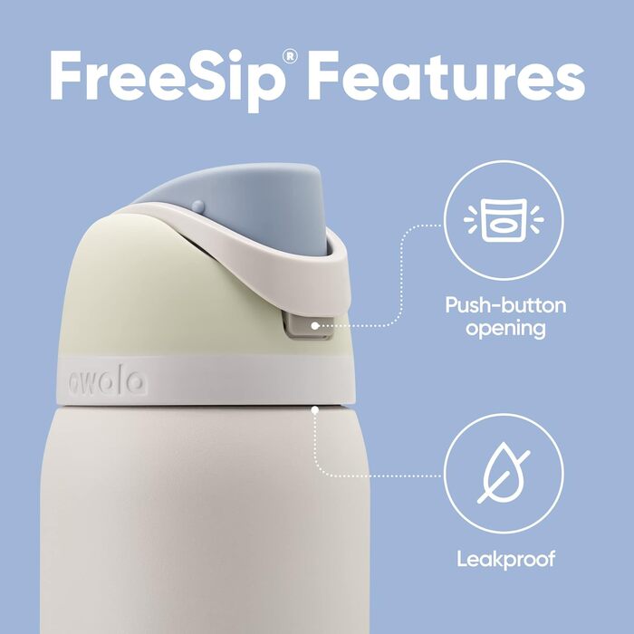 Термос-пляшка FreeSip з нержавіючої сталі 1,2 л із трубочкою, BPA-free, для спорту та подорожей, Iced Breeze