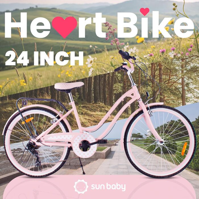 Дівчача дитяча велосипед Sun Baby 20 дюймів, 6 швидкостей Shimano, біло-золотий, для дітей 6-10 років