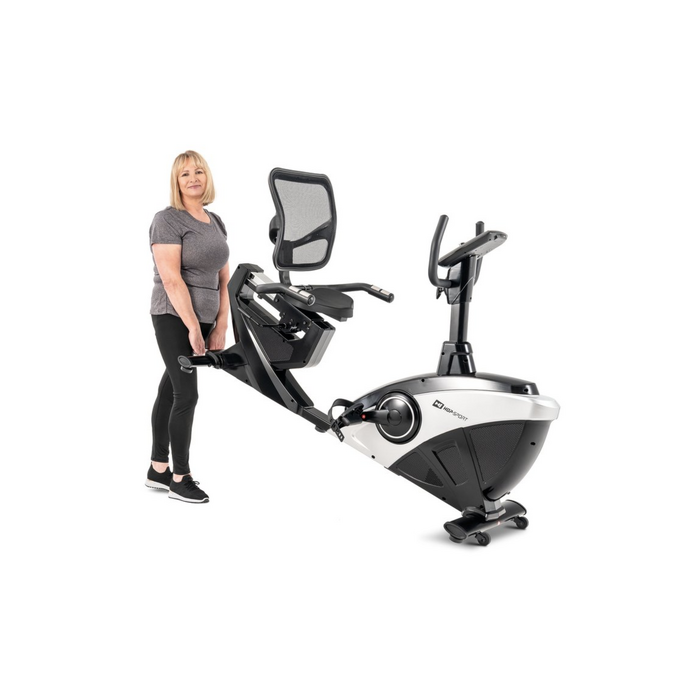 Горизонтальний велотренажер Hop-Sport HS-070L Helix сріблястий iConsole+