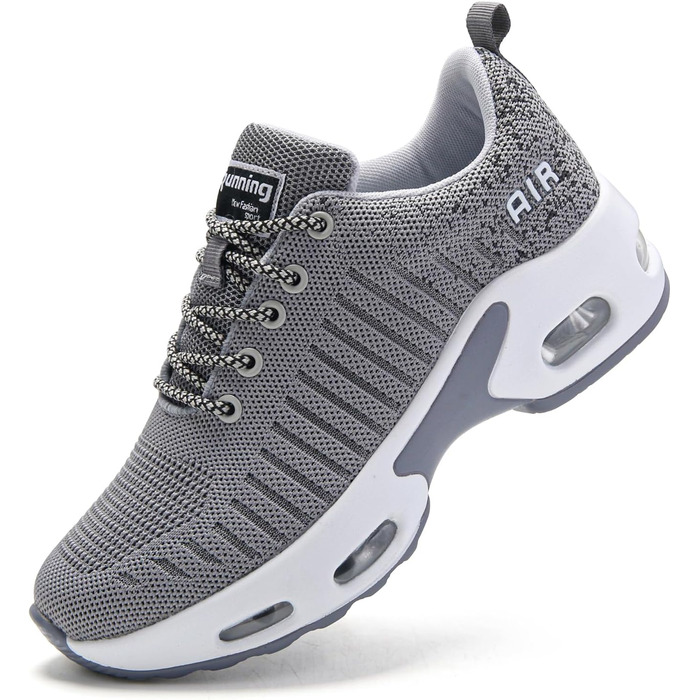Жіночі кросівки для бігу з підтримкою склепіння стопи, повітряна подушка, комфортні снікерси чорно-білі (39 EU, сірий)