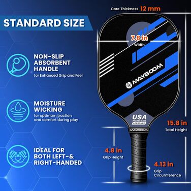 Набір ракет для піклболу Mayboom (2 або 4 шт.) з м'ячами та сумкою, схвалені USAPA, фібергласові ракетки для початківців та професіоналів