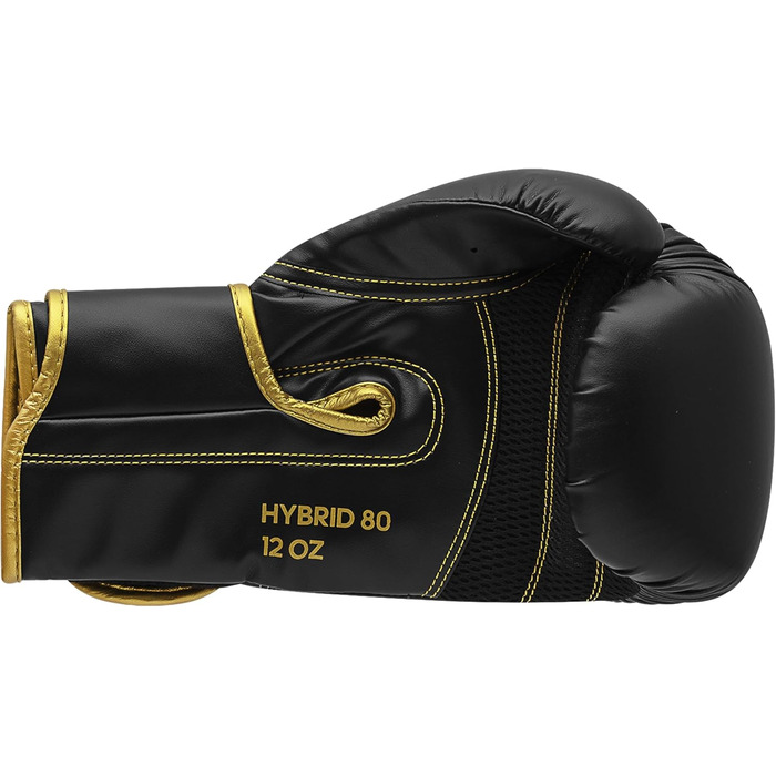 Боксерські рукавички adidas Hybrid 80, 6 унцій, чорні/золоті, для боксу, кікбоксингу, ММА, тренувань, чоловіків і жінок