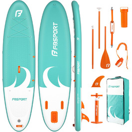 Надувний SUP дошка FBSPORT для сплаву та серфінгу, 335x84x15 см, з аксесуарами (Cyan)