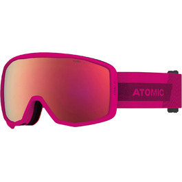 Дитячі лижні окуляри ATOMIC Count JR, циліндричні, berry/pink, комфортна оправа Live Fit, сумісні з окулярами, антифог, силіконовий ремінець