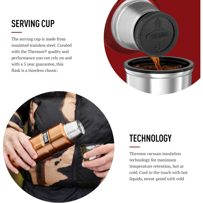 Термос Thermos King 0,47 л, нержавіюча сталь, червоний