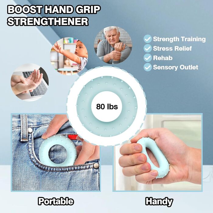 Набір для зміцнення хватки TwinBeing (4 шт.) з ручками та підсилювачем передпліччя - тренажер рук та пальців - розвантажувальне кільце для сили - літаюча диска