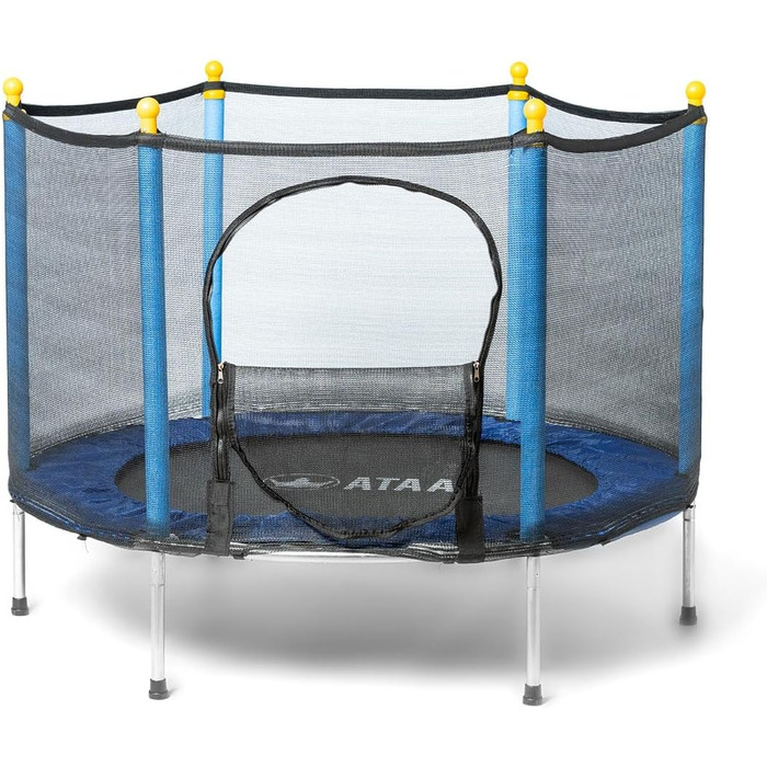 Батут для дітей Salty 140 см з сіткою, захистом та блискавкою, блакитний (для дому та вулиці)