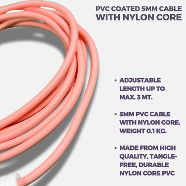 Стрибкове канат Elevate Speed Rope MAX - професійний, 5 мм, 3 м, з міцного PVC, чорний/білий (матовий рожевий)