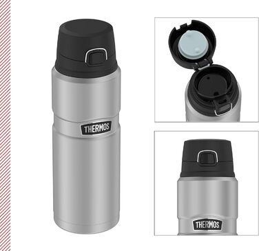 Термос-бутилка Thermos Stainless King 0,7 л з нержавіючої сталі, матова, з кришкою Safe Flow, 15 годин гарячого/24 години холодного, пляшка для води та чаю, придатна для миття в посудомийній машині, BPA-free