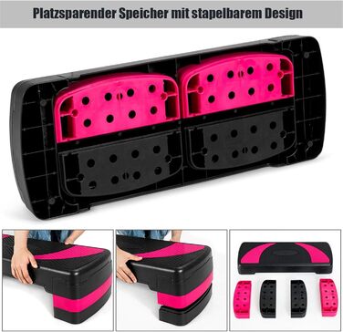 STEPPER COSTWAY: регульована платформа для степу, рожевий, до 250 кг