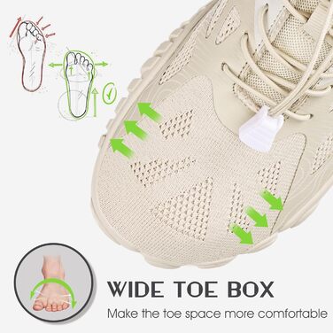 Чоловічі та жіночі шкарпетки-кросівки IceUnicorn для трейлу, фітнесу, бігу. Книт, мінімалістичний дизайн, широка передня частина. Білий (46 EU, New Beige)