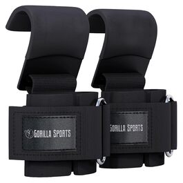 Лямки для тяги GORILLA SPORTS зі сталевим гаком, неопренові напульсники для важкоатлетики та бодібілдингу, 7 мм
