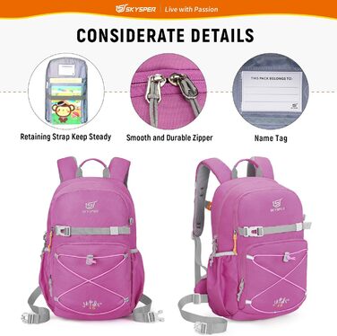 Дитячий рюкзак SKYSPER 15L: зручний туристичний рюкзак для хлопчиків та дівчаток, Outdoor, фіолетовий
