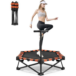 Трамплін для фітнесу Ø106 см, складаний з регульованою штангою, вантажопідйомність 150 кг, без встановлення, стабільний та тихий, для дітей та дорослих