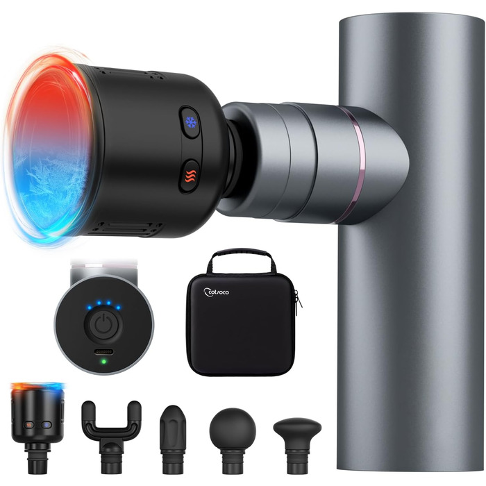 Масажер для м'язів Cotsoco з підігрівом та охолодженням, перкусійна масажна пістолета, глибоке розслаблення м'язів, портативний, сірий