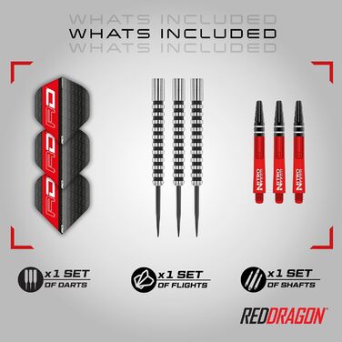 Професійні дротики для дартсу Red Dragon Javelin Black Series зі сталевим наконечником, набір зі стрижнями та оперенням