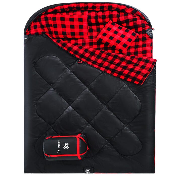 Спальний мішок для дорослих Schlafsack Srwachsene Outdoor Ultraleicht – пуховий, легкий, для кемпінгу, трекінгу та походів (L, чорно-червоний)