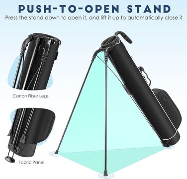 Сумка для гольфу Findway на штативі, з регульованими плечовими ременями, 2-х секційна, 2 кишені, легка, для чоловіків та жінок (Чорний)