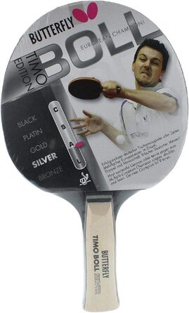 Настільна ракетка Butterfly Timo Boll Silver, ITTF, чорна-срібна
