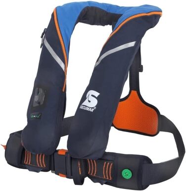 Автоматичний рятувальний жилет Secumar Survival 220 з ременем, темно-синій/світло-синій/помаранчевий