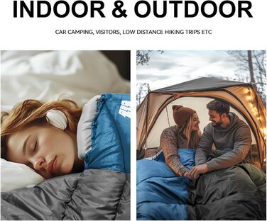 Спальний мішок для дорослих на холодну погоду, вологостійкий, легкий, блакитний (1,8 кг)