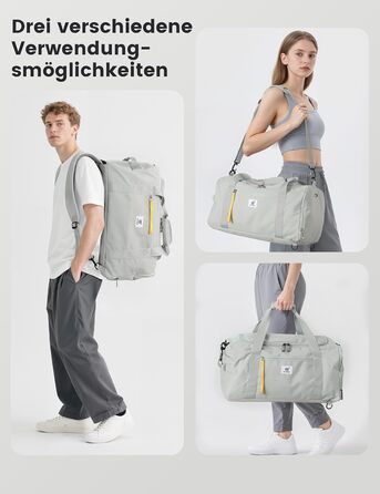 Спортивна сумка SKYSPER 40л з рюкзак-функцією, для спортзалу, подорожей, басейну, сіра